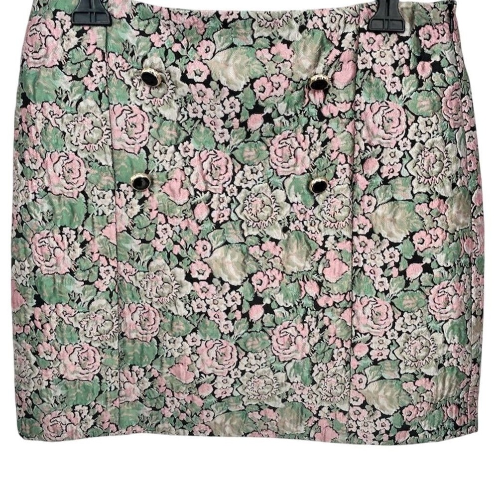 NEW Abbey Glass Women's Floral Jacquard A-Line Skirt Medium Multicolor